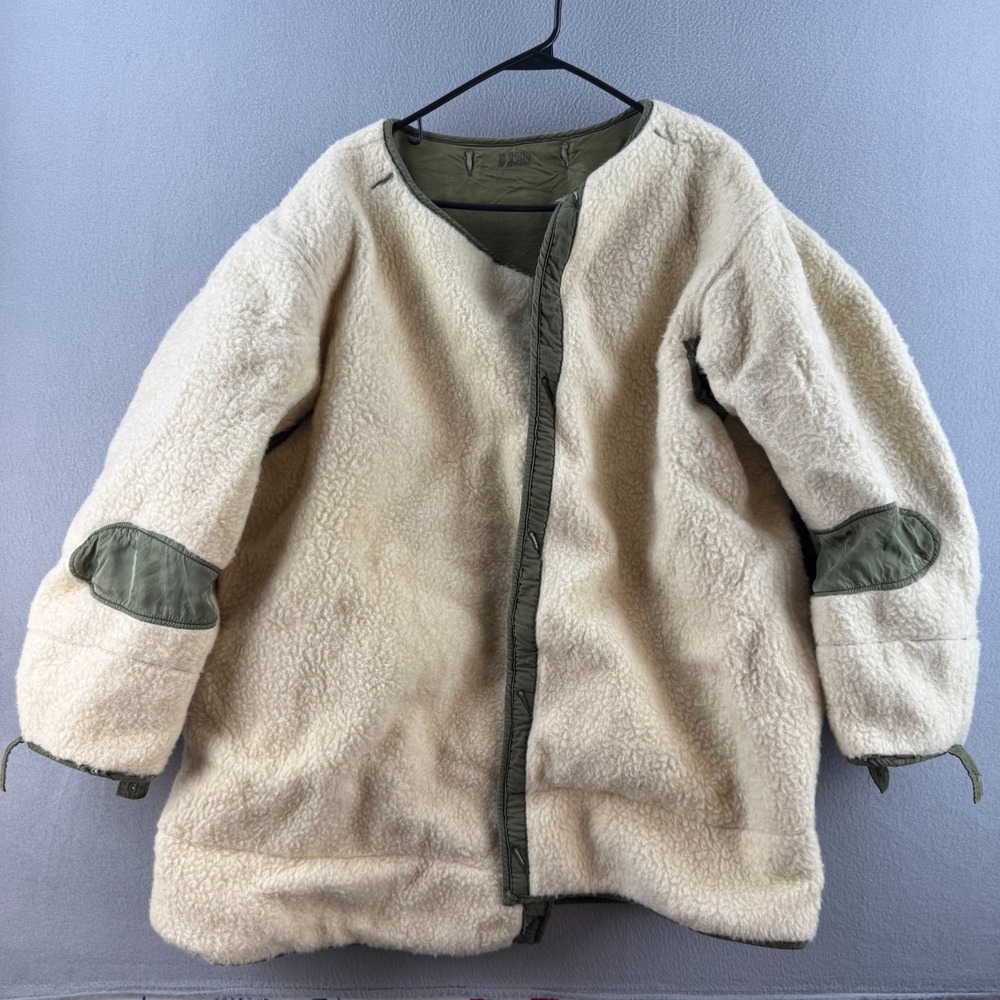 Vintage 50s Military Liner Jacket Mens Large Wool Fleece USAF For M-51 Parka